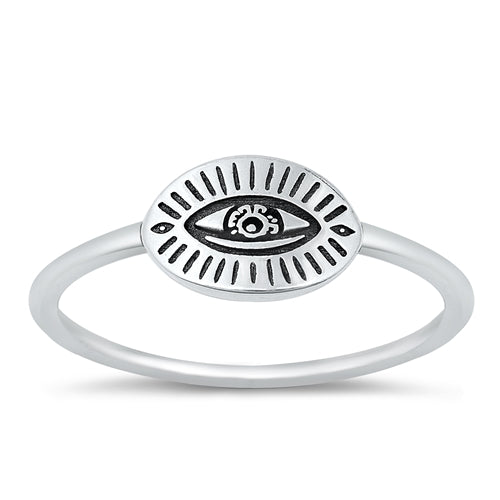 Sterling Silver Oxidized Eye Ring-7.6mm