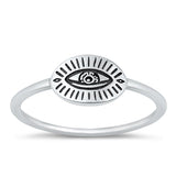 Sterling Silver Oxidized Eye Ring-7.6mm
