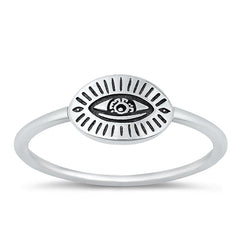 Sterling Silver Oxidized Eye Ring-7.6mm