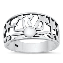 Load image into Gallery viewer, Sterling Silver Oxidized 11.4mm Sun and Stars Ring