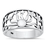 Sterling Silver Oxidized 11.4mm Sun and Stars Ring