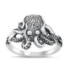 Load image into Gallery viewer, Sterling Silver Oxidized Octopus Ring-14.4mm