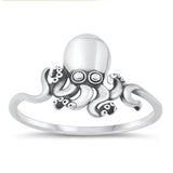 Sterling Silver Oxidized Octopus Ring-12mm