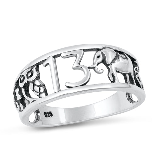 Sterling Silver Oxidized Lucky Plain Ring Face Height-8.7mm