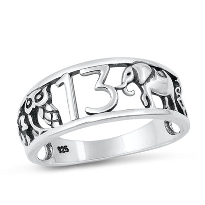 Sterling Silver Oxidized Lucky Plain Ring Face Height-8.7mm