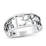 Sterling Silver Oxidized Lucky Plain Ring Face Height-8.7mm