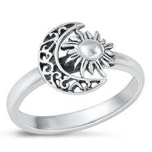 Load image into Gallery viewer, Sterling Silver Oxidized Sun and Moon Ring-12.1mm