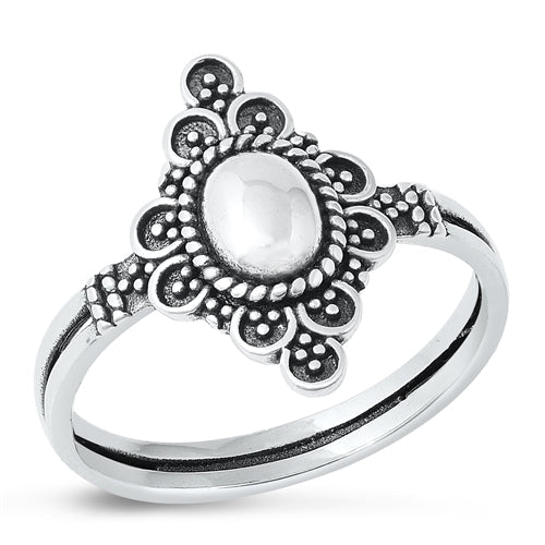 Sterling Silver Oxidized Bali Ring-18mm