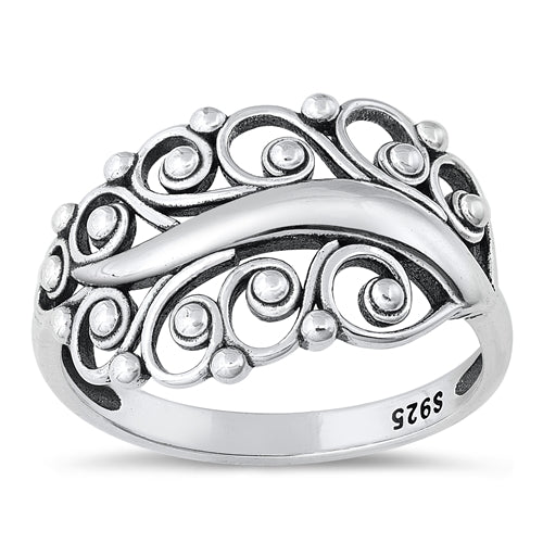Sterling Silver Oxidized Celtic Leaves Ring