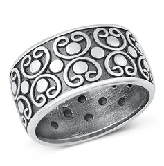 Sterling Silver Oxidized Bali Ring-11.3mm