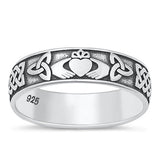 Sterling Silver Oxidized 6mm Claddagh Ring