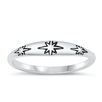 Sterling Silver Oxidized Star Ring-3.7mm