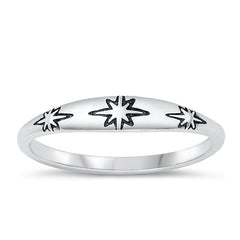 Sterling Silver Oxidized Star Ring-3.7mm