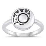 Sterling Silver Oxidized Moon and Sun Ring-11.7mm