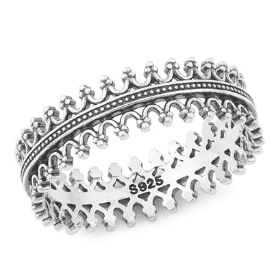 Sterling Silver Oxidized Ring-6.5mm