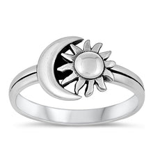 Load image into Gallery viewer, Sterling Silver Oxidized Silver Moon And Sun Ring