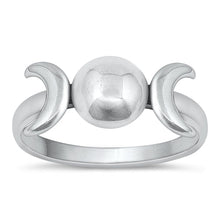 Load image into Gallery viewer, Sterling Silver Oxidized Moon Phase Ring-8mm