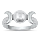Sterling Silver Oxidized Moon Phase Ring-8mm