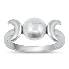 Sterling Silver Oxidized Moon Phase Ring-8mm