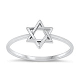 Sterling Silver Oxidized Star of David Ring