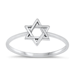 Sterling Silver Oxidized Star of David Ring