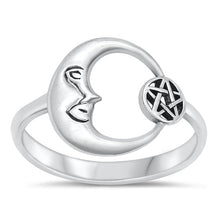 Load image into Gallery viewer, Sterling Silver Oxidized Moon And Pentacle Ring