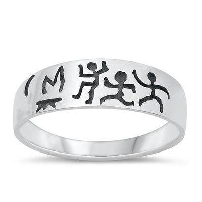 Sterling Silver Oxidized Caveman Art Ring