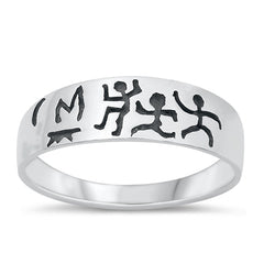 Sterling Silver Oxidized Caveman Art Ring