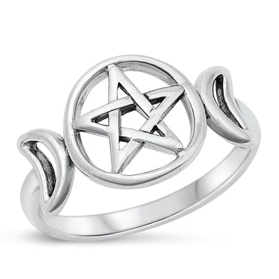 Sterling Silver Oxidized Pentacle Ring