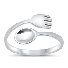 Load image into Gallery viewer, Sterling Silver Oxidized Spoon and Fork Ring
