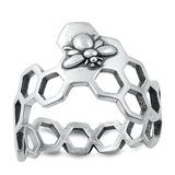 Sterling Silver Oxidized Bee and Hive Ring