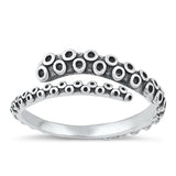 Sterling Silver Oxidized Octopus Tentacles Ring