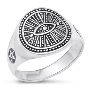 Sterling Silver Oxidized Eye and Star Ring
