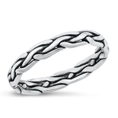 Sterling Silver Oxidized Braid Ring-3.5mm
