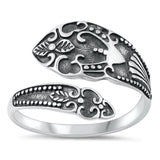 Sterling Silver Oxidized Vintage Spoon Plain Ring Face Height-16mm