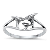 Sterling Silver Oxidized Mushrooms Plain Ring Face Height-9mm