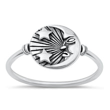 Load image into Gallery viewer, Sterling Silver Oxidized Moon and Stars Plain Ring Face Height-10.5mm