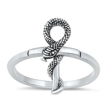 Load image into Gallery viewer, Sterling Silver Oxidized Snake Plain Ring Face Height-18mm