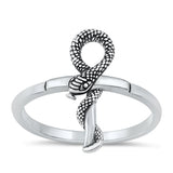 Sterling Silver Oxidized Snake Plain Ring Face Height-18mm