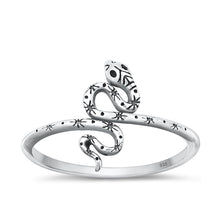 Load image into Gallery viewer, Sterling Silver Oxidized Snake Plain Ring Face Height-13.1mm