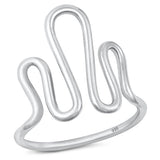 Sterling Silver Polished Wave Plain Ring Face Height-19.3mm
