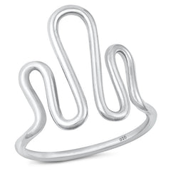 Sterling Silver Polished Wave Plain Ring Face Height-19.3mm