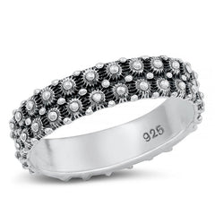 Sterling Silver Oxidized Plain Ring Face Height-5.8mm