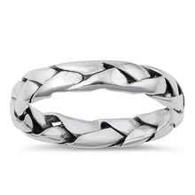 Load image into Gallery viewer, Sterling Silver Oxidized Cracks Plain Ring Face Height-4mm
