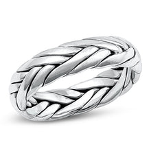 Load image into Gallery viewer, Sterling Silver Oxidized Plain Braid Ring Face Height-6.2mm