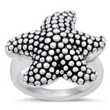 Sterling Silver Oxidized Starfish Electroform Plain Ring Face Height-22mm