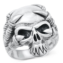 Load image into Gallery viewer, Sterling Silver Oxidized Skull And Claws Plain Ring Face Height-27.6mm