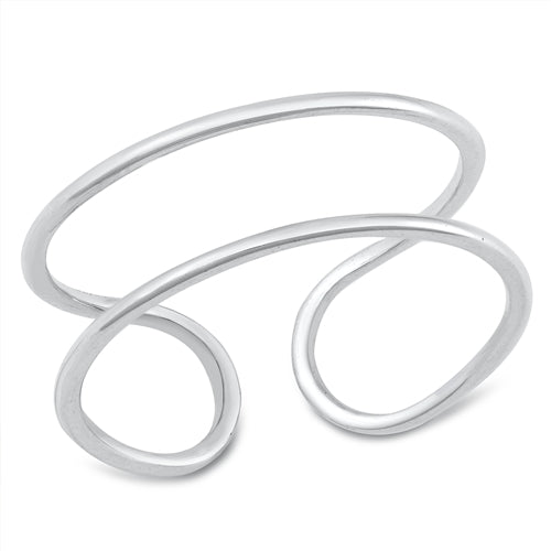 Sterling Silver Rhodium Plated Ring Face Height-10mm