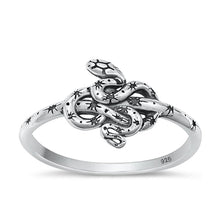Load image into Gallery viewer, Sterling Silver Oxidized Snake Plain Ring Face Height-10.8mm