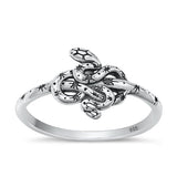 Sterling Silver Oxidized Snake Plain Ring Face Height-10.8mm